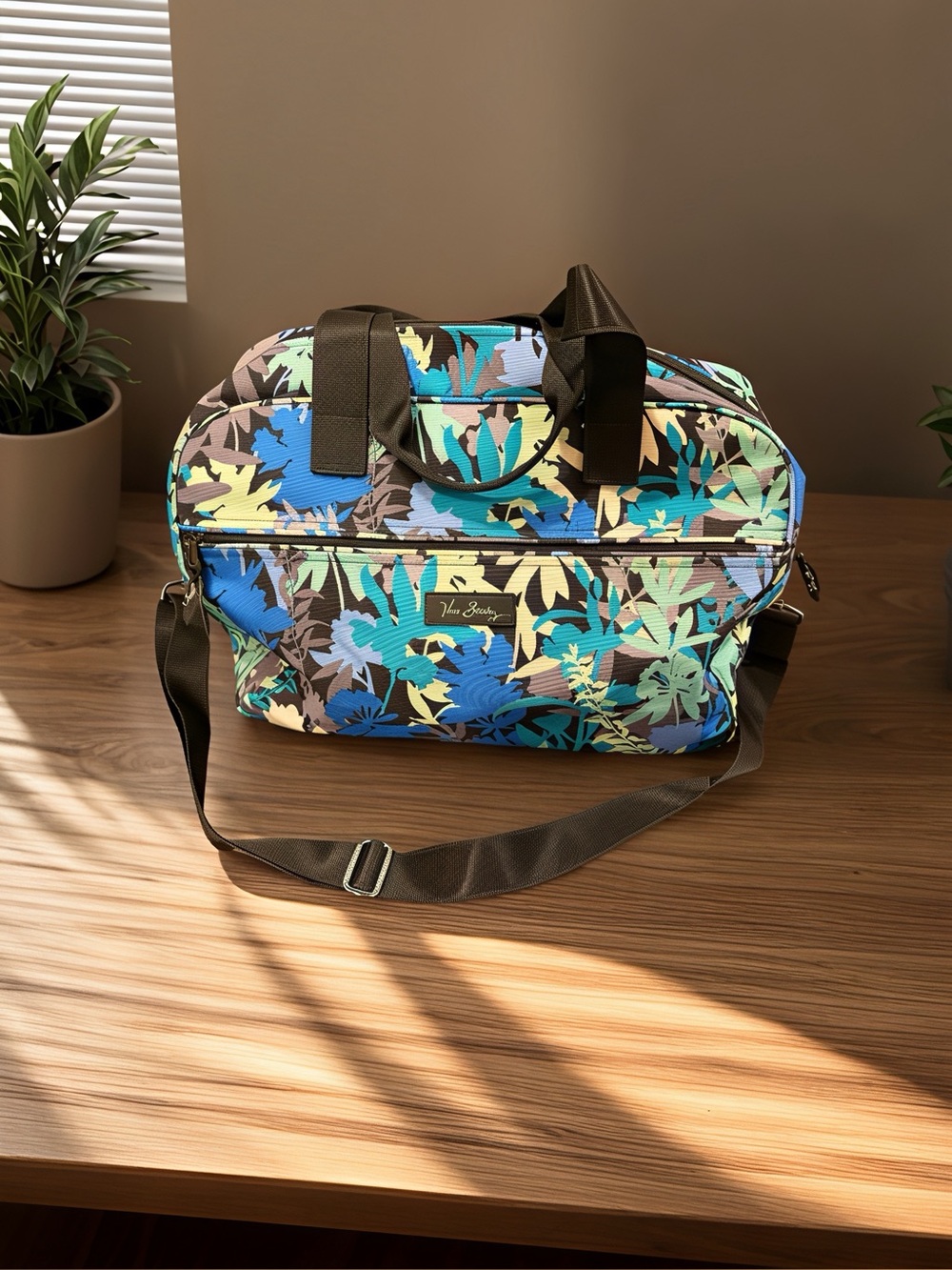 Vera Bradley Teal and Blue Floral Duffel Bag